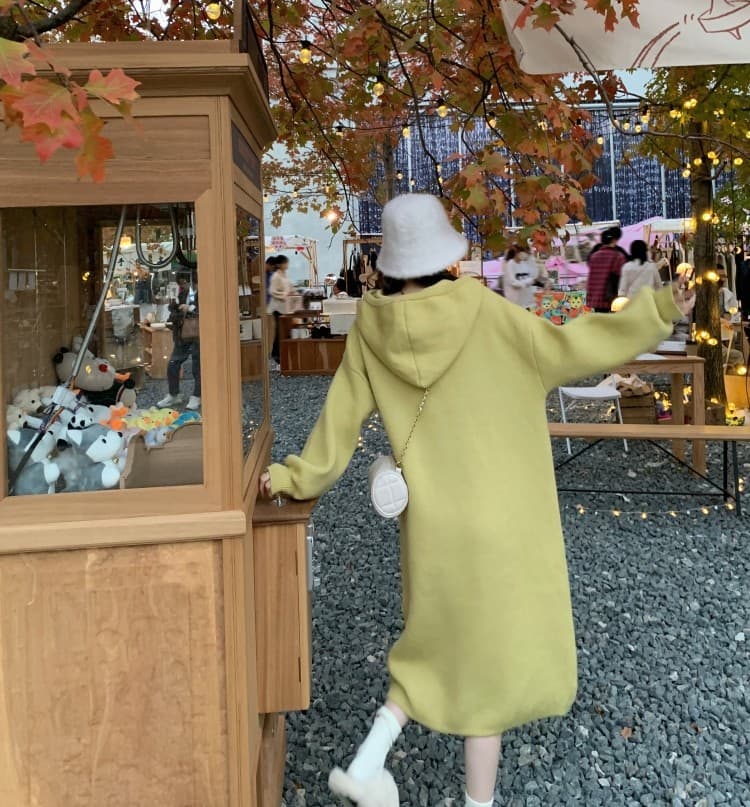 ロングワンピース あったかスウェットフードロング
