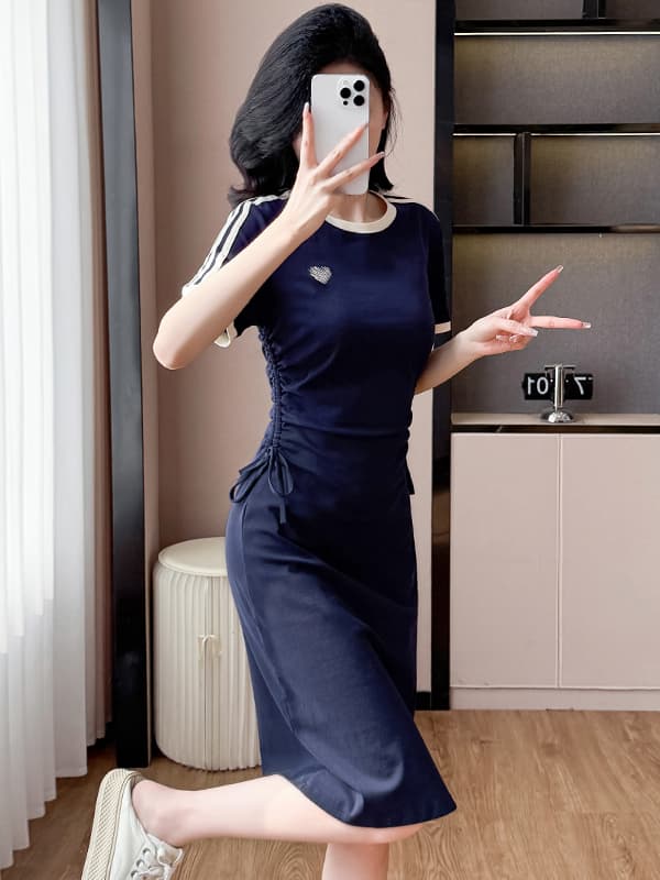 ワンピース スウェット スポーティーワンピース リボン結び