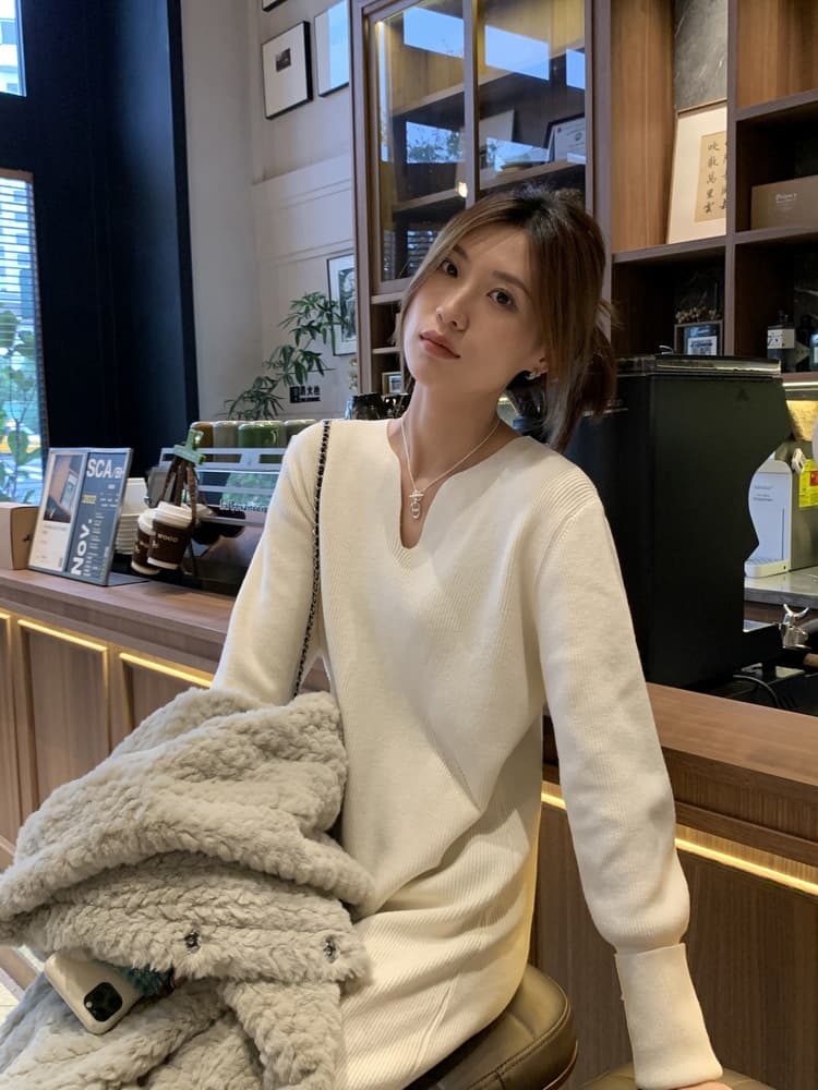 ロングワンピース 大人の雰囲気漂うリブ編みマキシワンピース