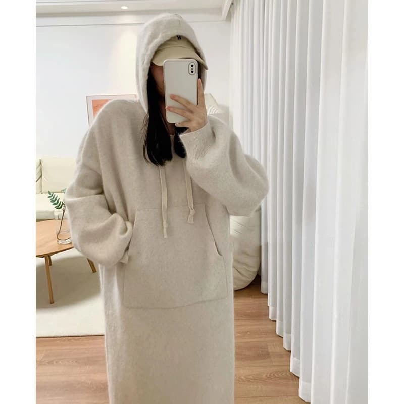 ロングワンピース あったかスウェットフードロング