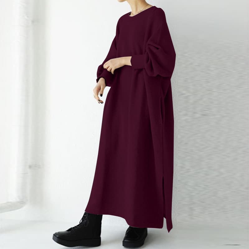 ロングワンピース 秋冬新作マキシ丈ワンピース体型カバーゆったり長袖