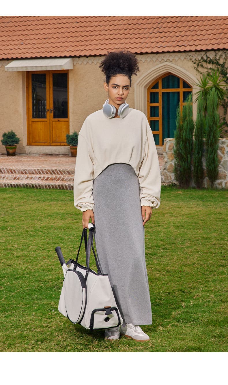 ロングワンピース スウェット シンプル美シルエットスウェットワンピース