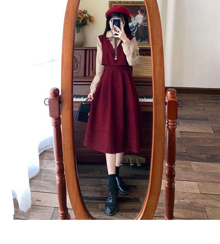 ロングワンピース クラシカル リボン ジャンパースカート