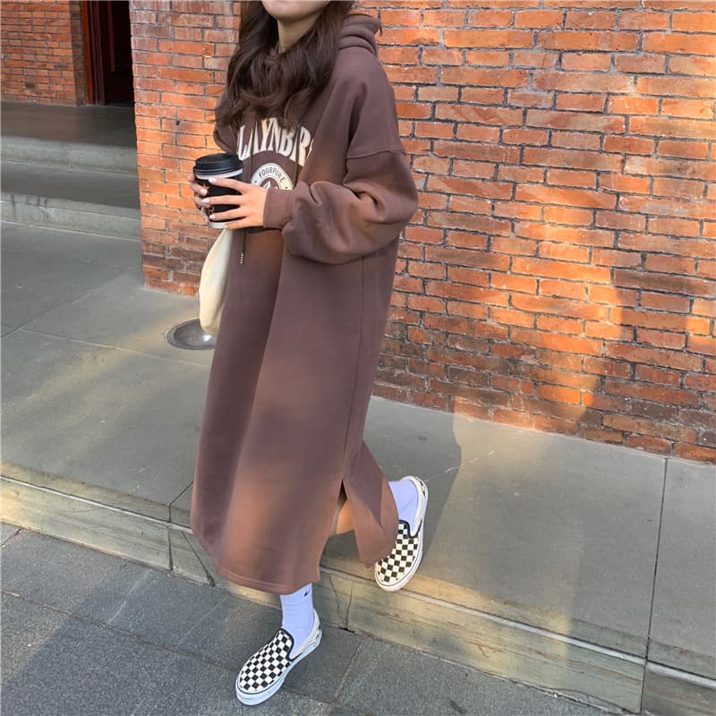 ロングワンピース ゆったりルーズパーカーワンピース