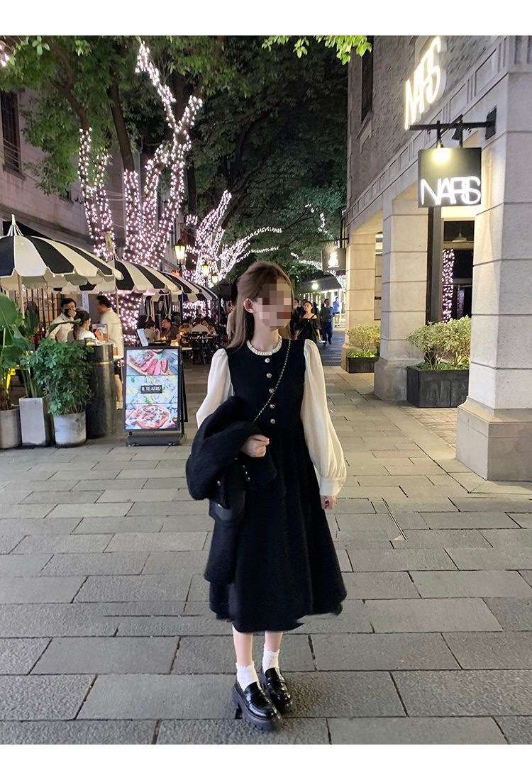 ロングワンピース パフスリーブ クラシカルワンピース