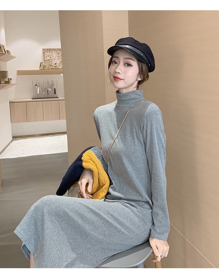 ワンピース タートルネック 優美シルエット 上品タートルネックワンピース