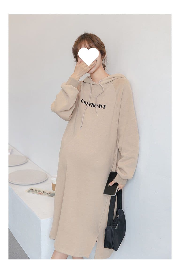 ロングワンピース ゆったりフードポケットワンピース