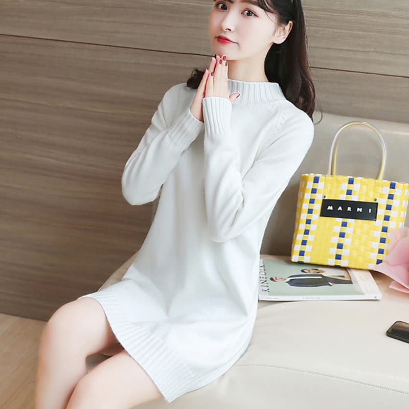 ロングワンピース シンプル上質ニットワンピース