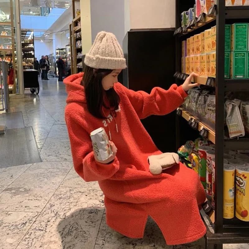 ロングワンピース ふんわりモコモコ ゆったりワンピース
