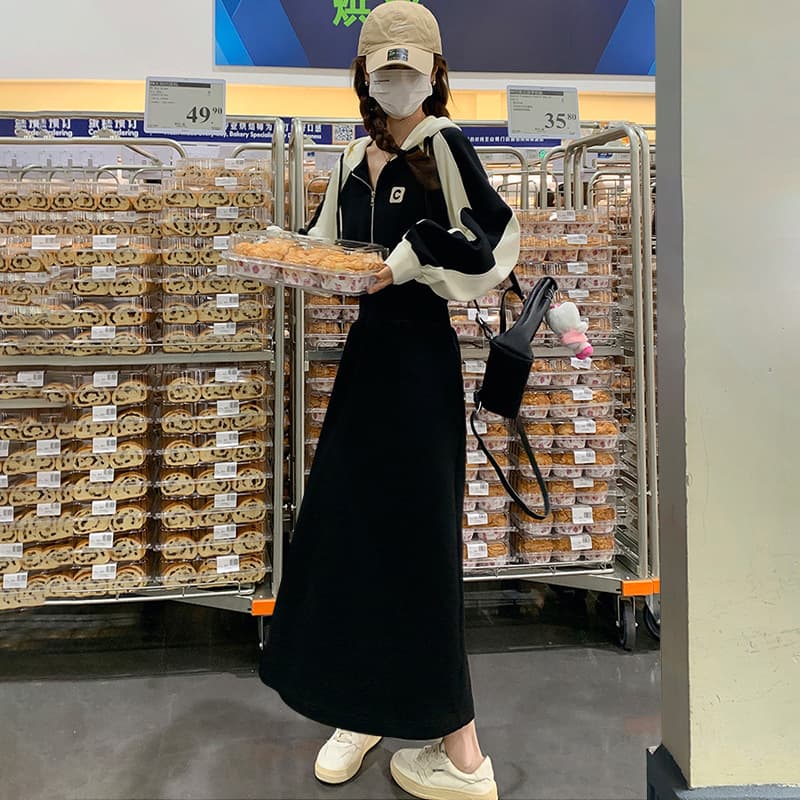 ロングワンピース ゆるふわ裏起毛スウエットワンピース