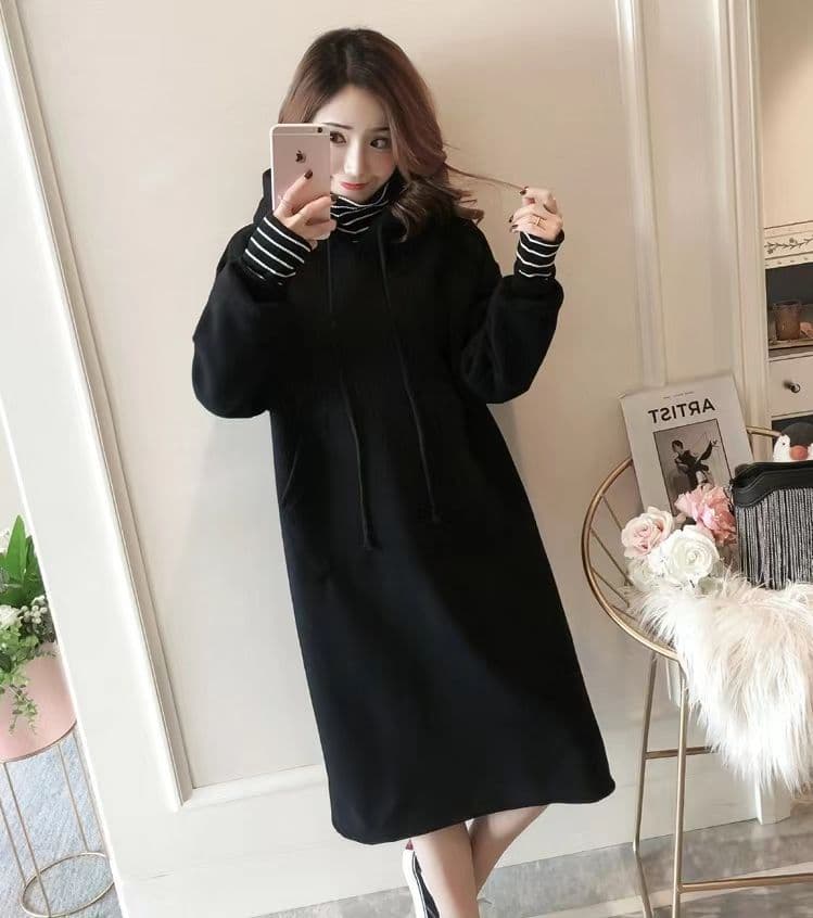 ロングワンピース ゆったりあったかハイネックワンピース
