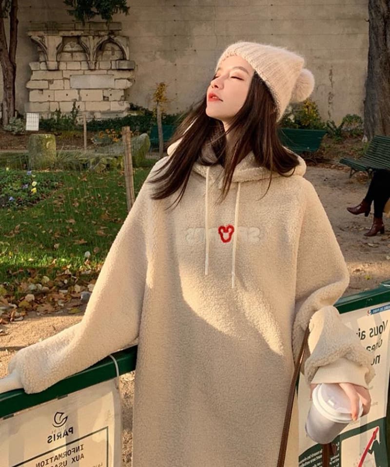 ロングワンピース ふんわりモコモコ ゆったりワンピース