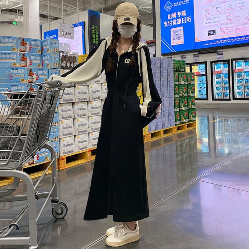 ロングワンピース ゆるふわ裏起毛スウエットワンピース