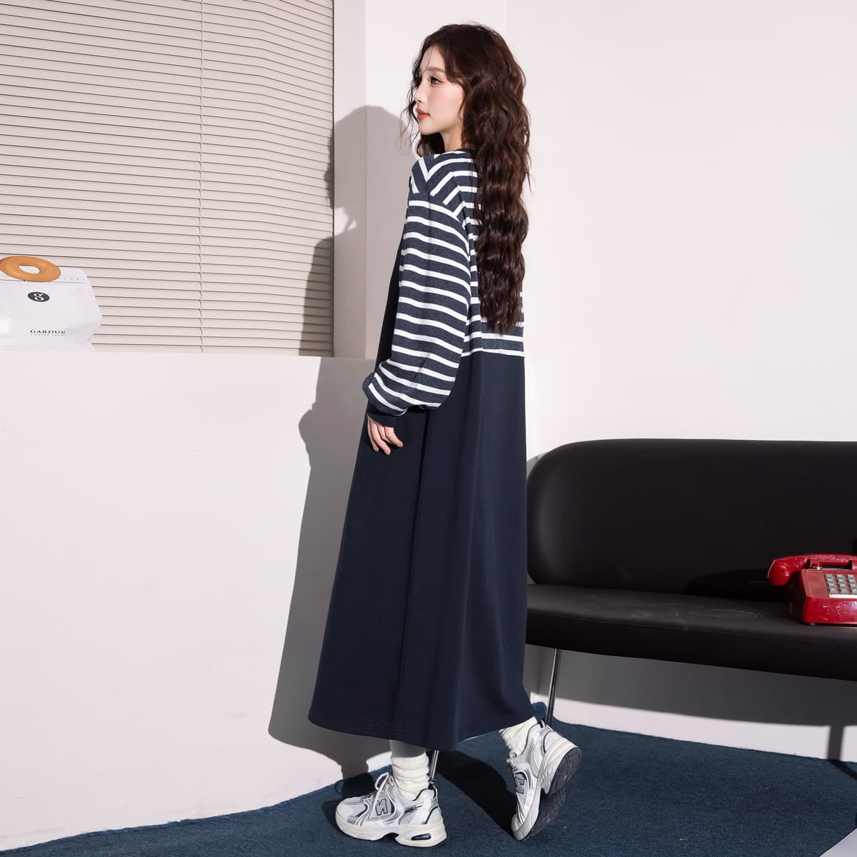 ロングワンピース ニット メッセージプリント切替ロングワンピース