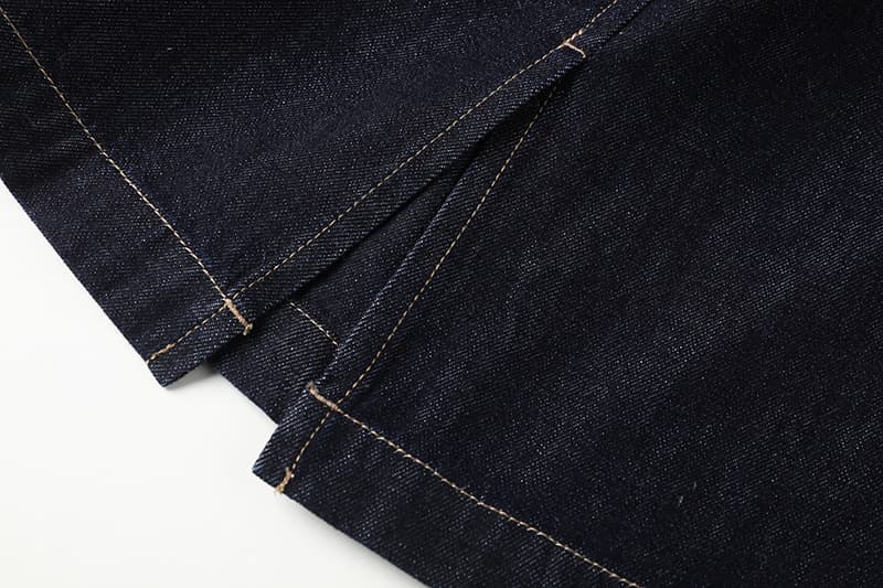 ロングワンピース シンプルジップデニムワンピース