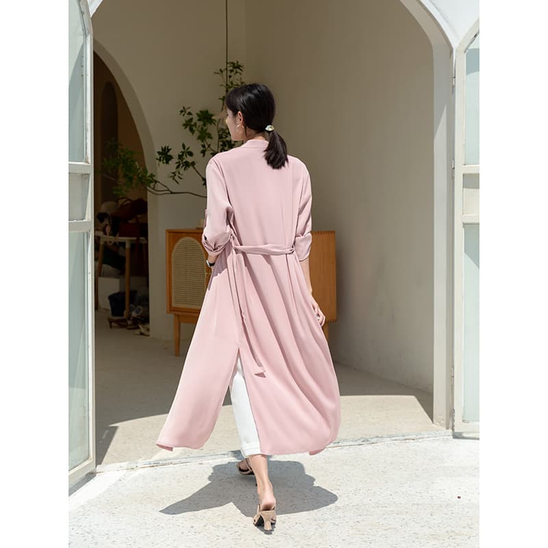 ロングワンピース シャツ ベルト付きシャツタイプロングワンピース