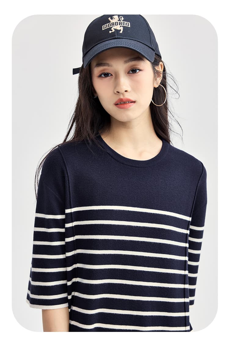 ロングワンピース ニット ボーダー柄ゆったりニットロングワンピース