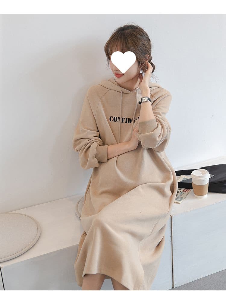 ロングワンピース ゆったりフードポケットワンピース