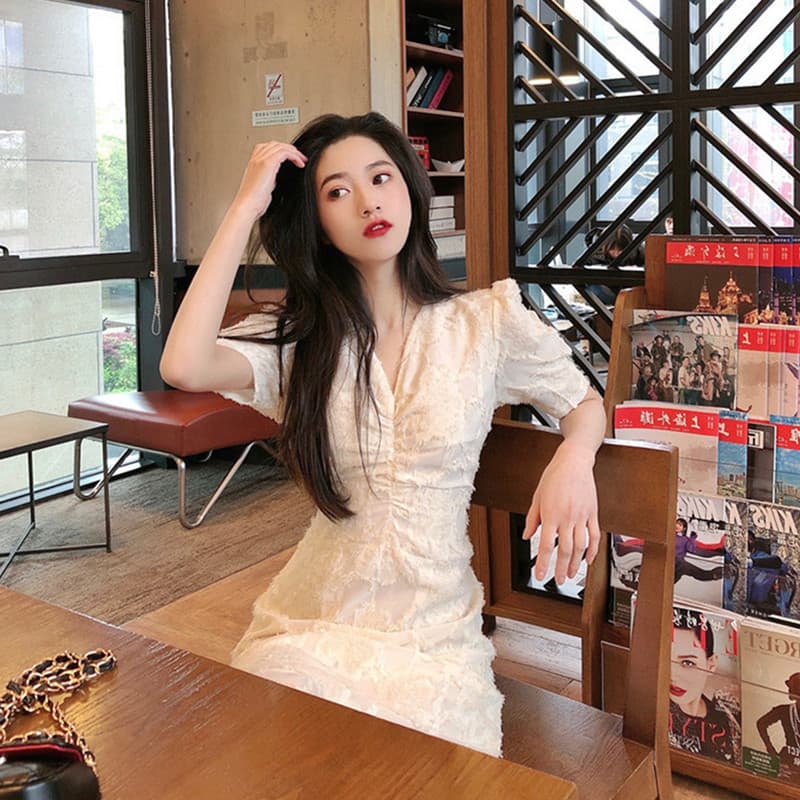 ロングワンピース レース 立体フラワー刺繍レースロングワンピース